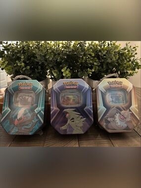 Pokémon TCG Booster Tin Box Sets Tyranitar Slaking Darkrai Factory Sealed 3 pcs
